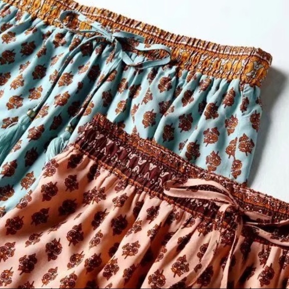 Paisley Boho Floral Gypsy Print Skirt Tassel Pink - Picture 5 of 12